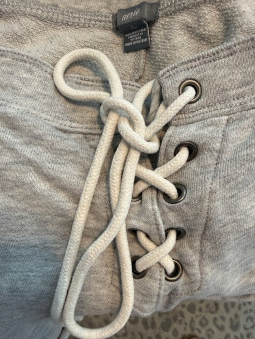 🐚Aerie criss cross front tie sweat shorts with folded sewn down hem